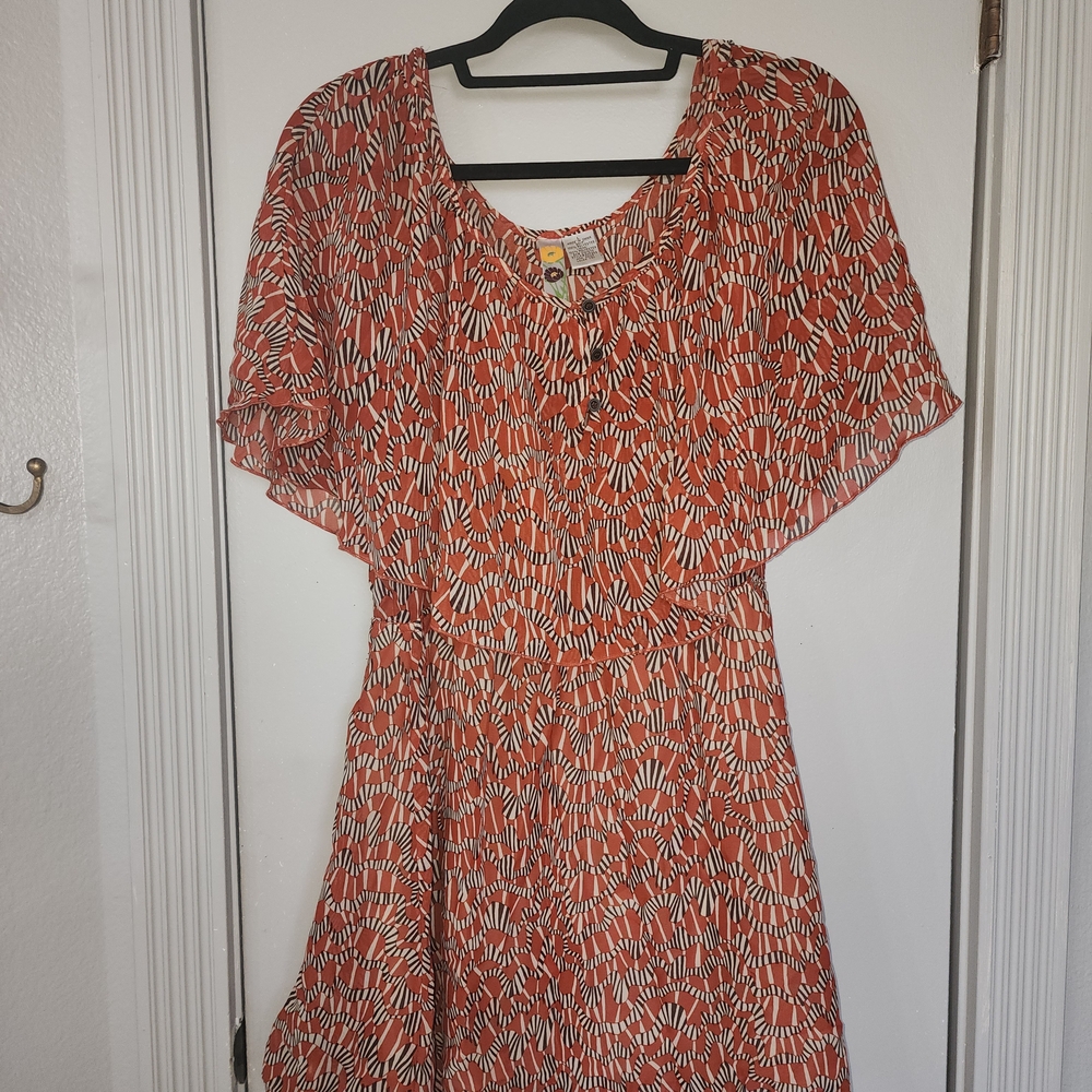 Mimi Chica Rust Orange and Cream Zebra-Inspired Print Dress